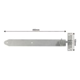 Smith & Locke Silver Straight Tee Hook & Band Hinges 40mm x 450mm x 50mm 2 Pack