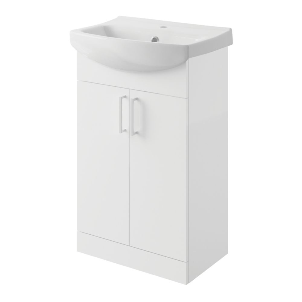 Veleka Vanity Unit & Basin Set Gloss White 550mm x 400mm x 900mm Screwfix