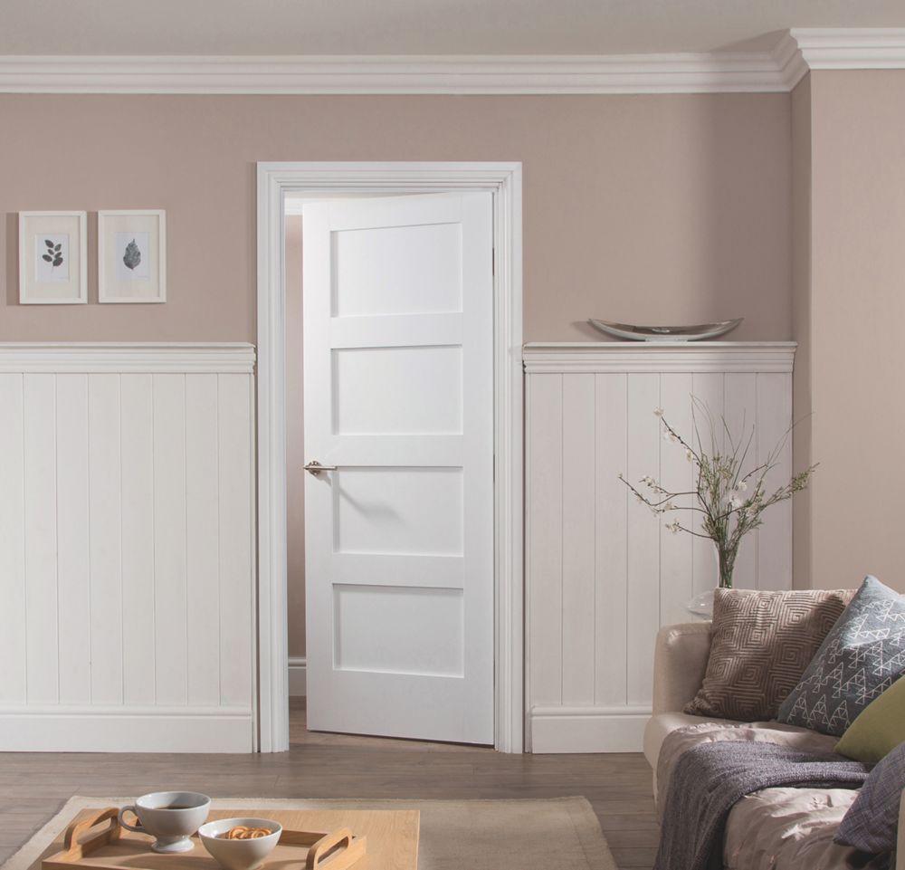 Jeld-Wen Primed White Wooden 4-Panel Shaker Internal Door 1981mm x ...