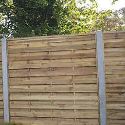 Forest Flat Double-Slatted  Fence Panel Natural Timber 6' x 6' Pack of 5