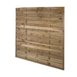 Forest Flat Double-Slatted  Fence Panels Natural Timber 6' x 6' Pack of 5