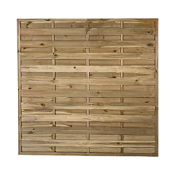 Forest Flat Double-Slatted  Fence Panel Natural Timber 6' x 6' Pack of 5