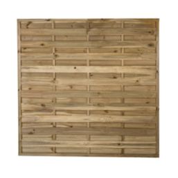 Forest Flat Double-Slatted  Fence Panels Natural Timber 6' x 6' Pack of 5