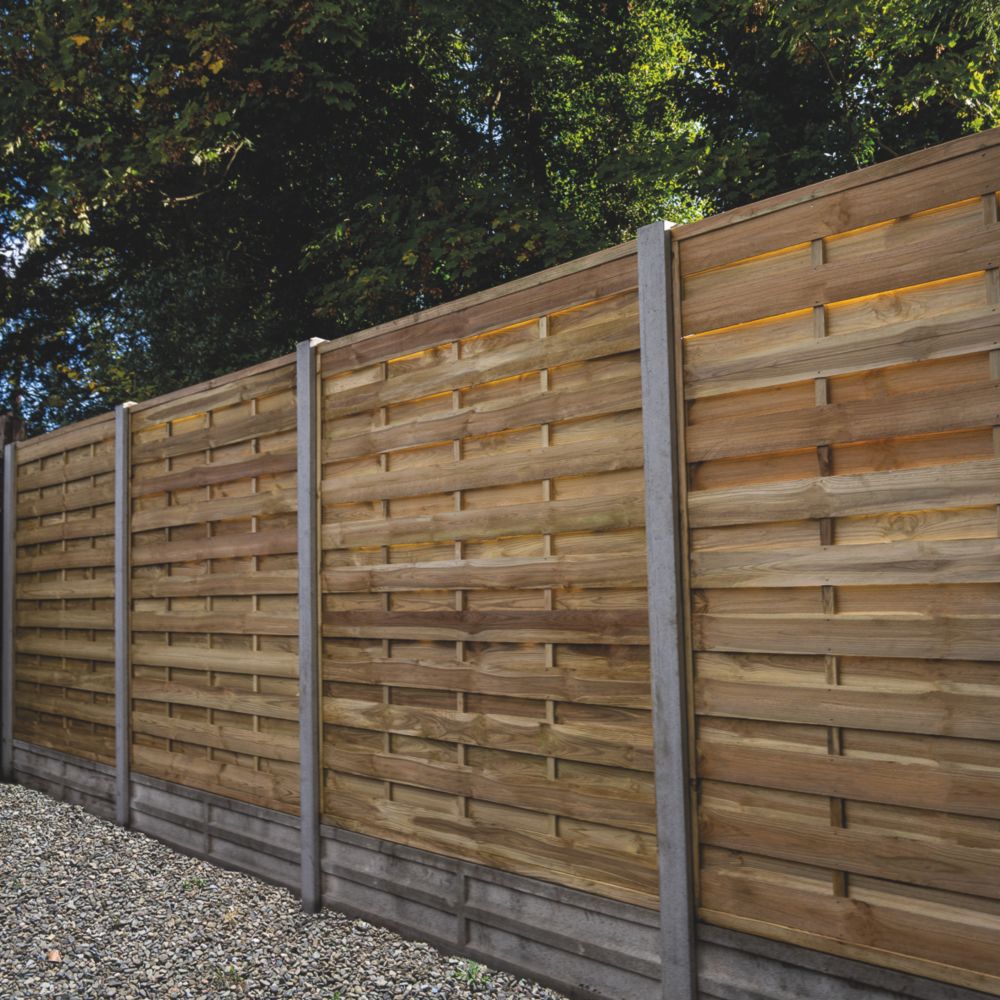 Forest Flat Double-Slatted Fence Panel Natural Timber 6' X 6' Pack Of 5 ...