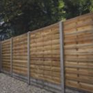 Forest Flat Double-Slatted  Fence Panels Natural Timber 6' x 6' Pack of 5