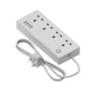 Calex 13A 4-Gang Switched Surge-Protected Smart Extension Lead + 3.1A 4-Outlet Type A USB Charger White 1.4m