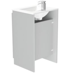 Newland  Double Door Floor Standing Vanity Unit with Basin Matt Pearl Grey 500mm x 450mm x 840mm