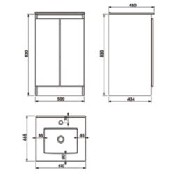 Newland  Double Door Floor Standing Vanity Unit with Basin Matt Pearl Grey 500mm x 450mm x 840mm