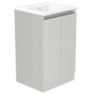 Newland  Double Door Floor Standing Vanity Unit with Basin Matt Pearl Grey 500mm x 450mm x 840mm