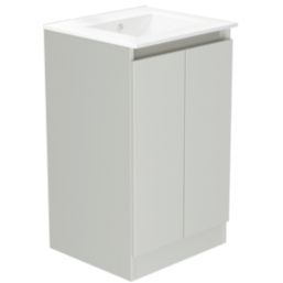 Newland  Double Door Floor Standing Vanity Unit with Basin Matt Pearl Grey 500mm x 450mm x 840mm