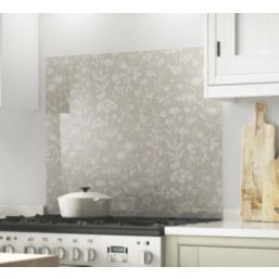 Laura Ashley Lisette Flint Self-Adhesive Glass Kitchen Splashback 600mm x 750mm x 6mm