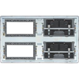 Knightsbridge SFR298BCG 13A 4-Gang DP Combination Plate Brushed Chrome with Colour-Matched Inserts