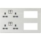 Knightsbridge SFR298BCG 13A 4-Gang DP Combination Plate Brushed Chrome with Colour-Matched Inserts