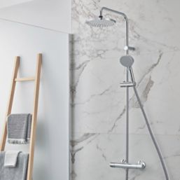 Hansgrohe Vernis Blend Showerpipe 200 HP Rear-Fed Exposed Chrome Thermostatic Mixer Shower