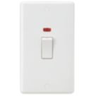 Knightsbridge Curved Edge 45A 2-Gang DP Cooker Switch White with Neon