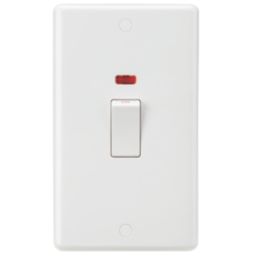 Knightsbridge Curved Edge 45A 2-Gang DP Cooker Switch White with Neon