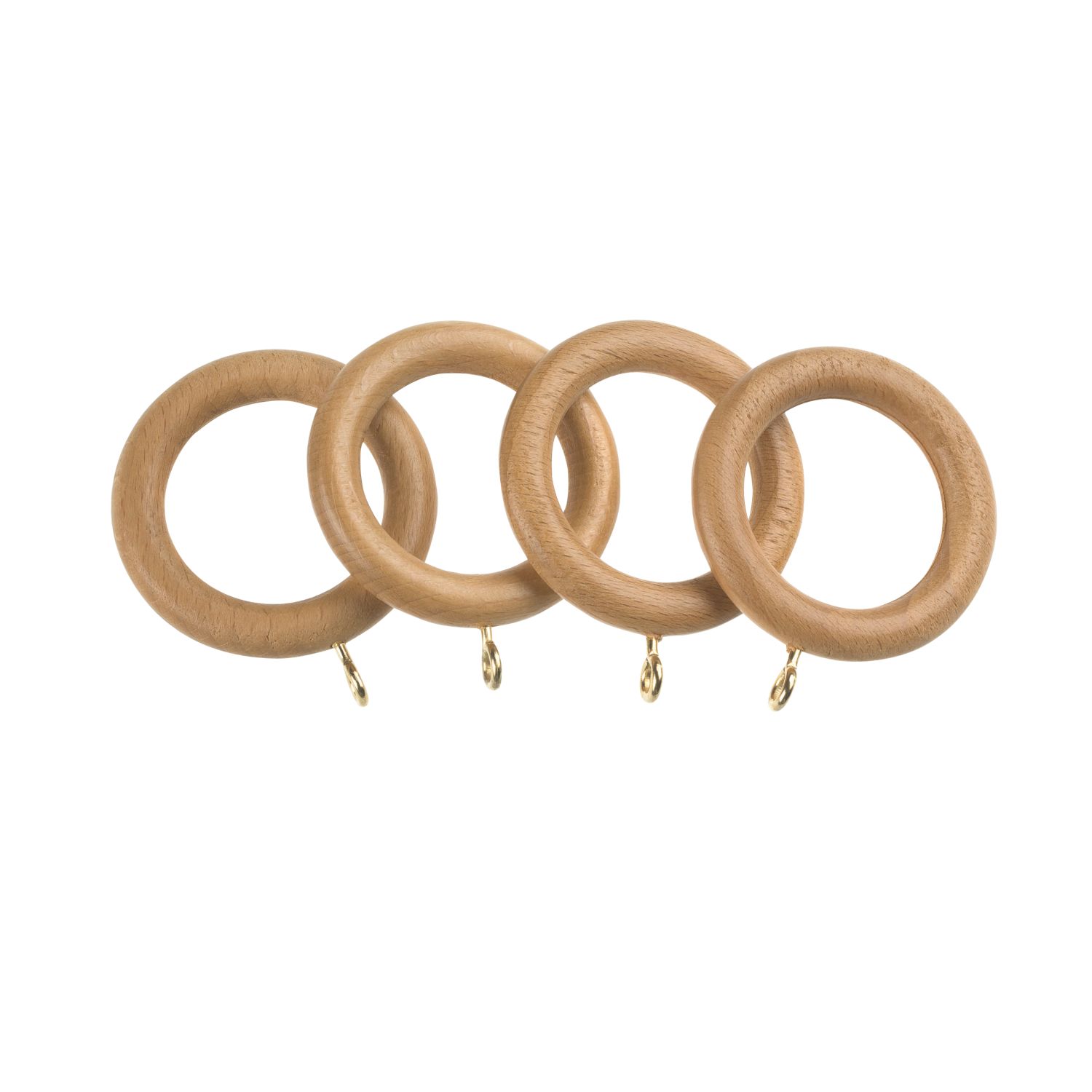 Universal Natural Wooden Curtain Rings 28mm 4 Pack (1080P)