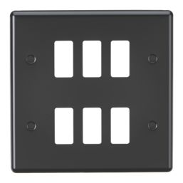 Knightsbridge  6-Module Grid Faceplate Matt Black