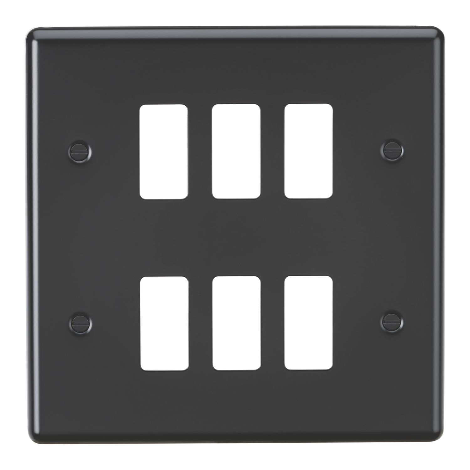Knightsbridge 6-Module Grid Faceplate Matt Black (108CR)