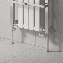 Reina Modal TRV 15mm x 15mm Chrome Straight & L/S Designer Thermostatic Radiator Valve & Lockshield