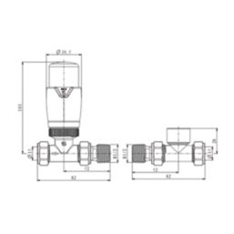 Reina Modal TRV 15mm x 15mm Chrome Straight & L/S Designer Thermostatic Radiator Valve & Lockshield