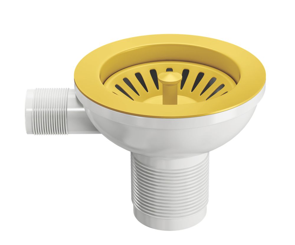 ETAL Sink Strainer Waste with Overflow Yellow 90mm Screwfix