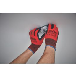 Site  Nitrile Foam Coated Gloves Red / Black Medium