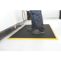 COBA Workstation Anti-Fatigue Floor Mat Black/Yellow 1.5m x 1.0m x 12mm