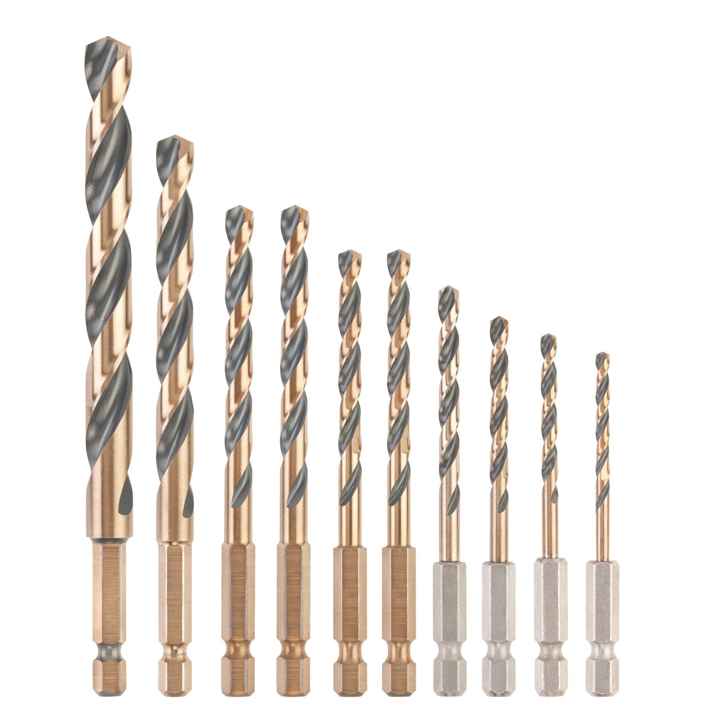 DeWalt Black & Gold Hex Shank Multi-Material Drill Bit Set 10 Pieces (108HA)