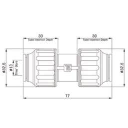 Flomasta  Plastic Push-Fit Equal Straight Couplers 15mm 10 Pack