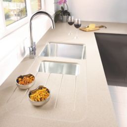 Metis  Sand Kitchen Worktop with 1.5 Bowl Stainless Steel Sink 3050mm x 620mm x 15mm