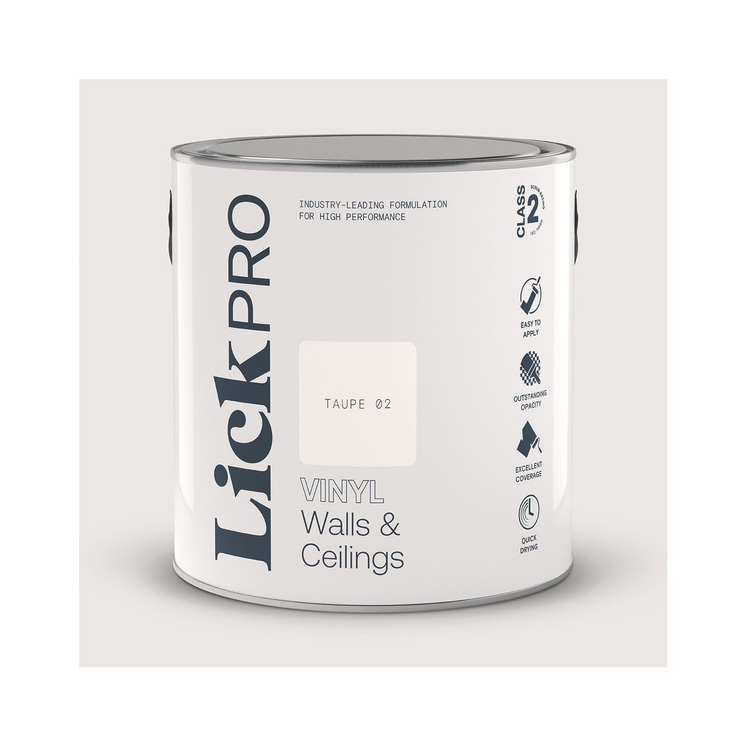 LickPro 2.5Ltr Taupe 02 Vinyl Matt Emulsion Paint (108TM)