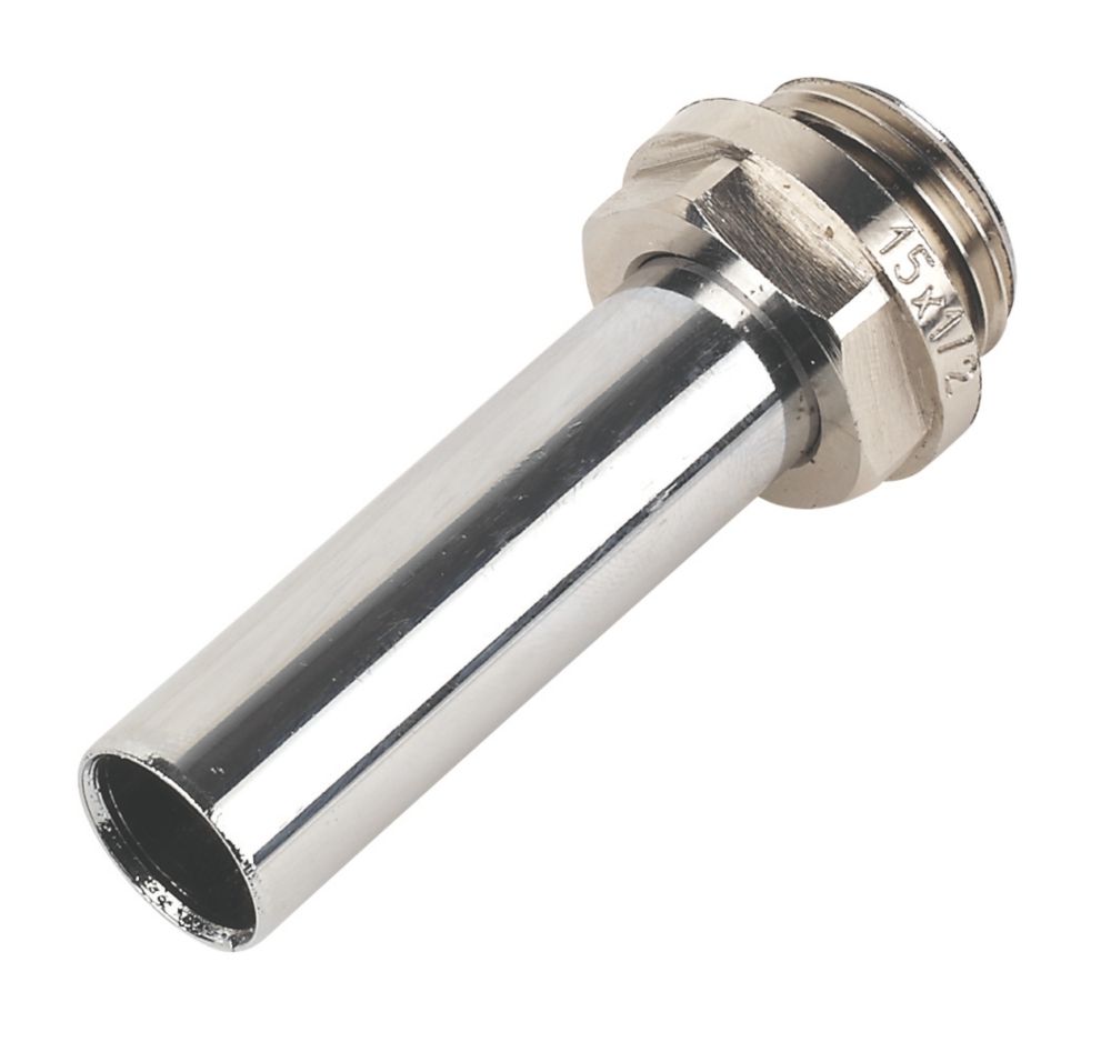 1/2" BSP Male x 15mm Compression Radiator Valve Tail 65mm 2 Pack Chrome