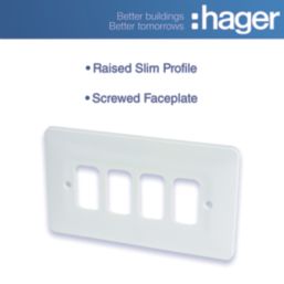 Hager Sollysta WMGP4 4-Module Grid Faceplate White