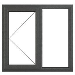 Crystal  Left-Hand Opening Clear Double-Glazed Casement Anthracite on White uPVC Window 1190mm x 1040mm