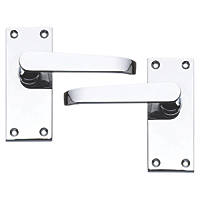 Smith & Locke Short Victorian Fire Rated Latch Door Handles Pack Polished Chrome 5 Pack