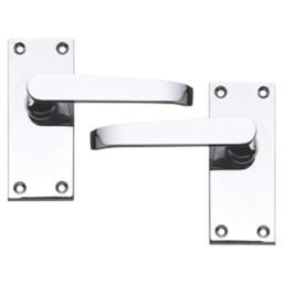 Smith & Locke  Fire Rated Latch Door Handles Pair Polished Chrome 5 Pack