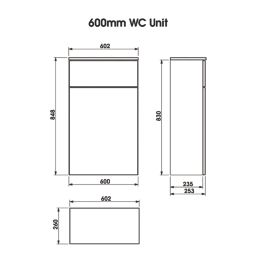 Newland  Floorstanding WC Unit Pearl Grey Matt 600mm x 2450mm x 850mm