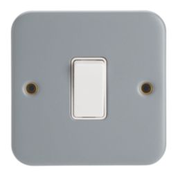 Contactum  10AX 1-Gang 2-Way Metal Clad Light Switch with White Inserts