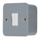 Contactum CLA3712 10AX 1-Gang 2-Way Metal Clad Light Switch with White Inserts