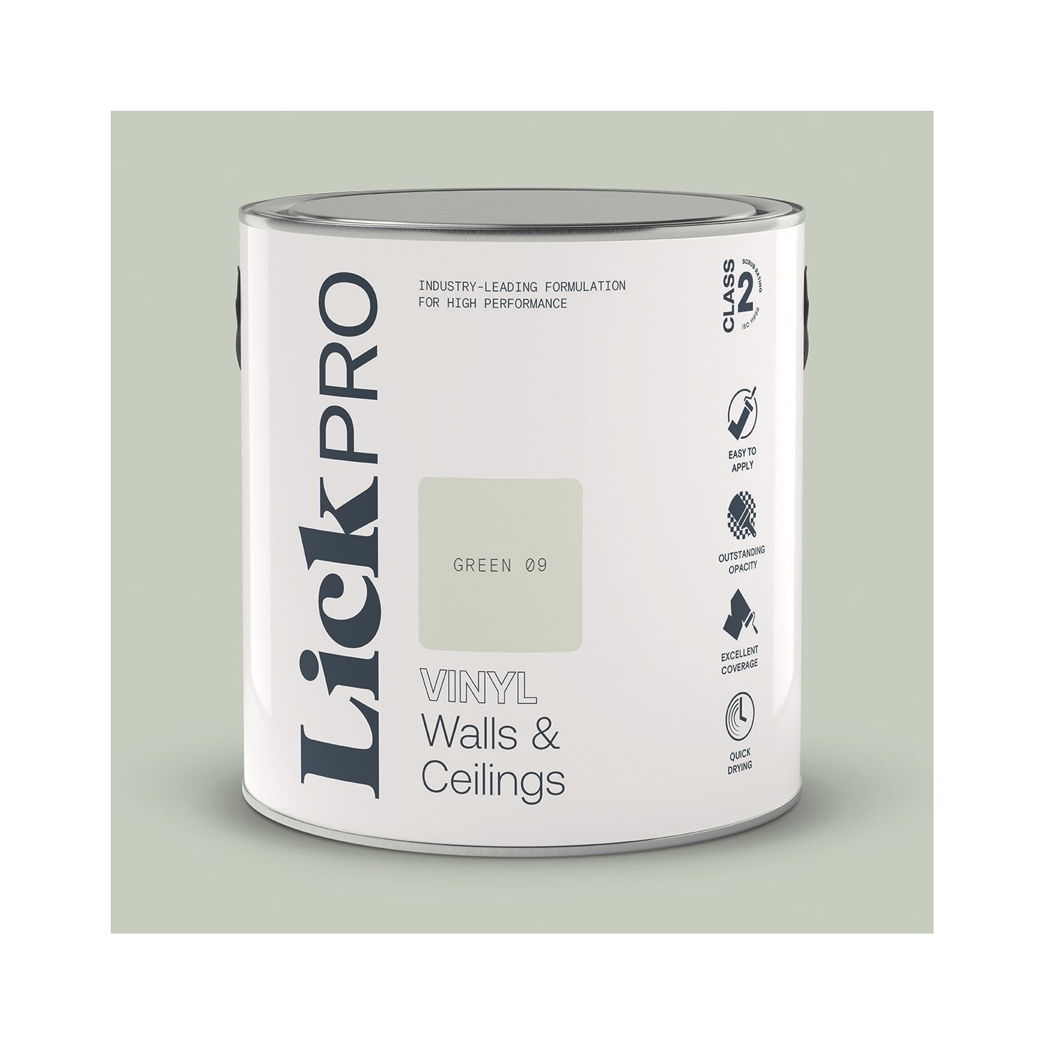 LickPro 2.5Ltr Green 09 Vinyl Matt Emulsion Paint (109TM)