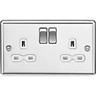 Knightsbridge CL9PCW 13A 2-Gang DP Switched Double Socket Polished Chrome  with White Inserts