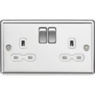 Knightsbridge  13A 2-Gang DP Switched Double Socket Polished Chrome  with White Inserts