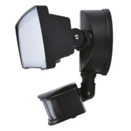 Lutec Chimera Outdoor LED Twin Head Floodlight With PIR & Photocell Sensor Black 21.2W 2350lm