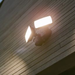 Lutec Chimera Outdoor LED Twin Head Floodlight With PIR & Photocell Sensor Black 21.2W 2350lm