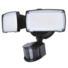 Lutec Chimera Outdoor LED Twin Head Floodlight With PIR & Photocell Sensor Black 21.2W 2350lm