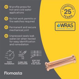 Flomasta  Copper Press-Fit Equal M-Profile Slip Couplers 15mm 2 Pack
