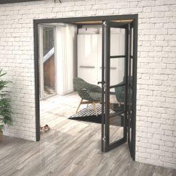 Green & Taylor  3-Door 1-Clear Light Primed Black Wooden Shaker Internal Bi-Fold Door 2060mm x 1674mm