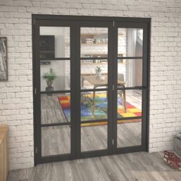 Green & Taylor  3-Door 1-Clear Light Primed Black Wooden Shaker Internal Bi-Fold Door 2060mm x 1674mm