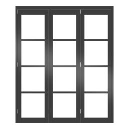 Green & Taylor  3-Door 1-Clear Light Primed Black Wooden Shaker Internal Bi-Fold Door 2060mm x 1674mm
